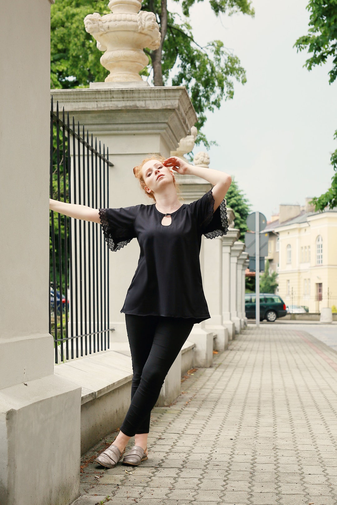 Black Tunic, Gothic Tunic, Women Black Tshirt, Statement Sleeves, Plus ...