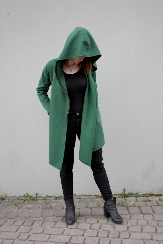 Asymmetric sales hooded jacket