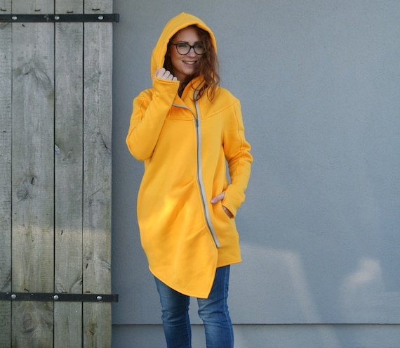 Yellow hoodie shop with zipper