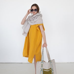 Loose Linen Dress, Yellow Summer Dress, Women Linen Dress, Maternity Dress, Oversized Linen Dress, Pure Linen Dress, Linen Sundress, Casual image 6