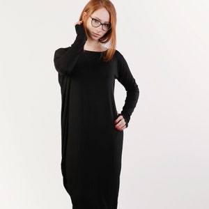 Sweater Dress, Black Dress For Women, Asymmetrical Dress, Plus Size Clothing, Long Sleeve Dress, Black Midi Dress, Gothic Dress,Casual Dress