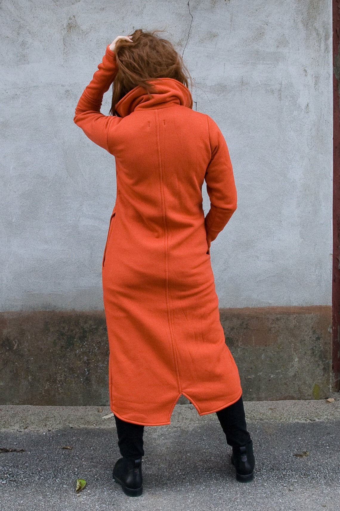 Burnt Orange Women Sweater Coat Asymmetrical Coat Plus Size | Etsy