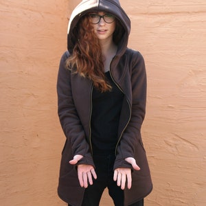 Hoodie Women, Pixie Clothing, Gothic Clothing, Long Jacket Hoodie, Hooded Jacket, Zip Hoodie, Post Apocalyptic Hoodie, Emo Hoodie,Dieselpunk image 4