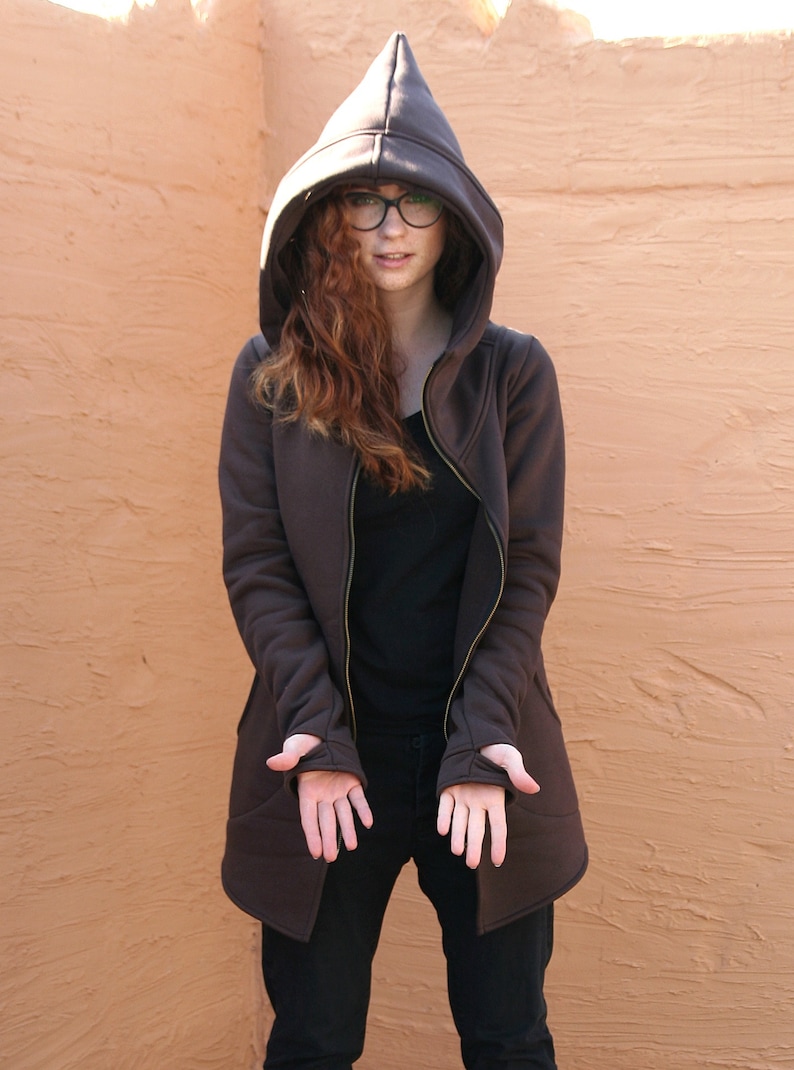 Hoodie Women, Pixie Clothing, Gothic Clothing, Long Jacket Hoodie, Hooded Jacket, Zip Hoodie, Post Apocalyptic Hoodie, Emo Hoodie,Dieselpunk image 4