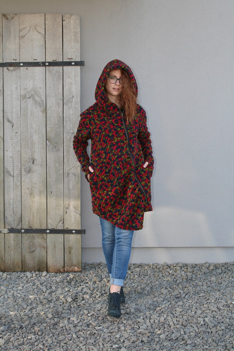 Winter Coat Women Cloak Loose Coat Oversize Wool Coat Hooded Coat For Women Plus Size Clothing Sweatshirt Hoodie Coat Zipper Coat