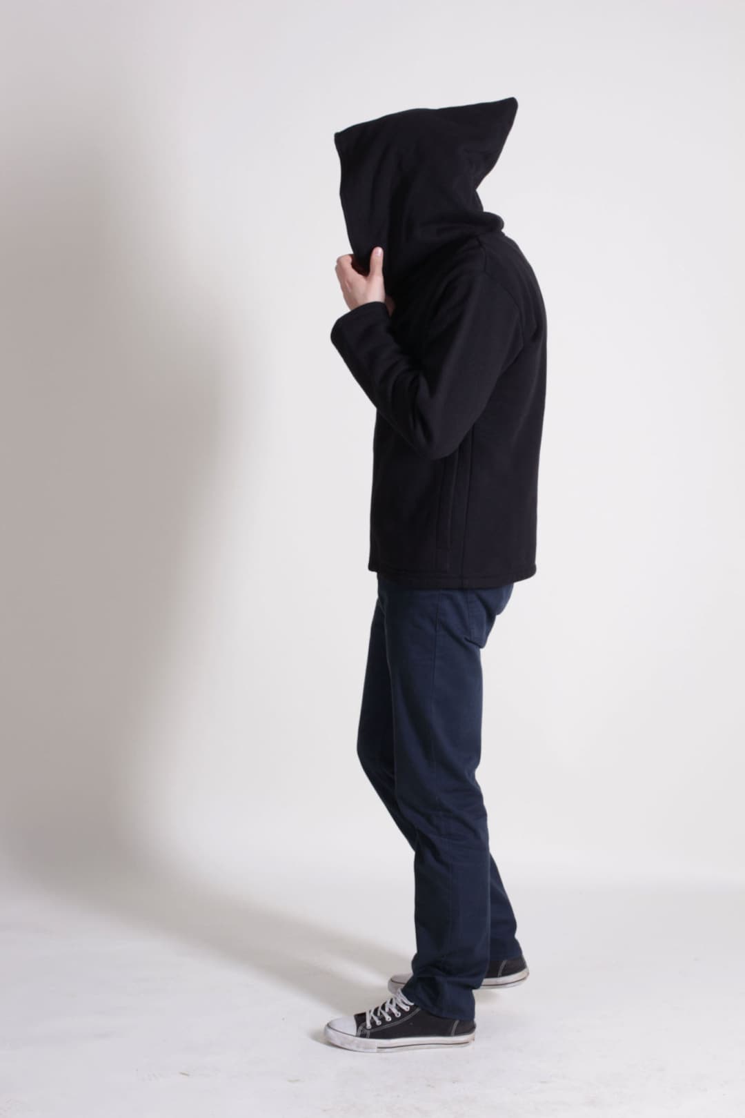 Pointed Hoodie, Wizard Hoodie, Black Cyberpunk Hoodie, Big Hood Hoodie