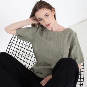 Women Linen Tshirt, Soft Linen Top, Loose Linen Shirt, Summer Tee, Flax Shirt, Cottagecore Clothing, Casual Linen Top, Natural Linen Shirt