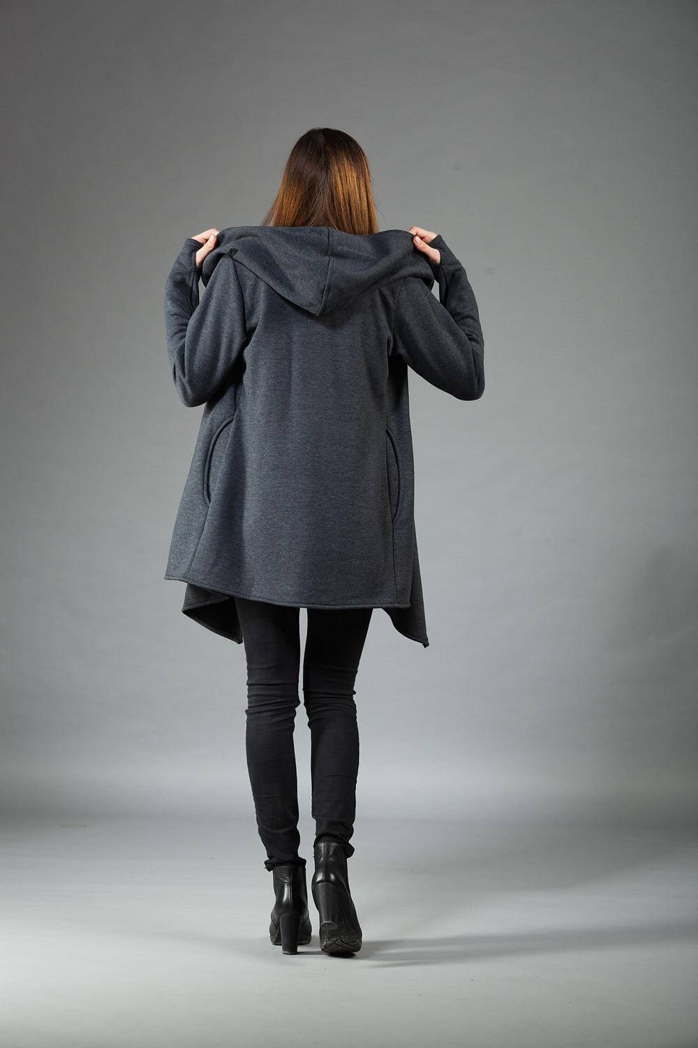Asymmetrical Jacket Zipper Hoodie Black Sweatshirt Women - Etsy