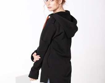 ◆KODAK◆ TRIP HOOD ANORAK JACKET WOMEN BLACK K3322RJK82BLK New Look Women's Long Sleeve Anorak Mid-Length Jacket