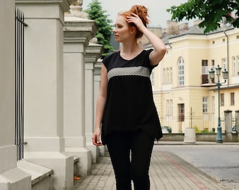 Black Tshirt Women, Black Tunic For Women, Plus Size Clothing, Summer Black Tshirt, Urban Clothing, Oversize Tshirt,Women Black Tshirt,Comfy