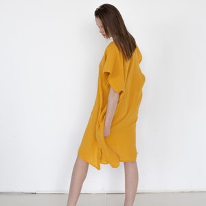 Loose Linen Dress, Yellow Summer Dress, Women Linen Dress, Maternity Dress, Oversized Linen Dress, Pure Linen Dress, Linen Sundress, Casual image 5