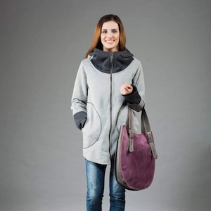 Hoodie Women, Winter Jacket, Hooded Jacket, Plus Size Clothing, Zipper Hoodie, Hooded Sweatshirt, Winter Sweatshirt, Gray Jacket Hoodie