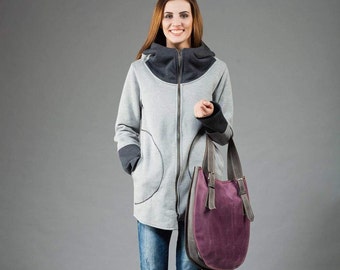 Hoodie Women, Winter Jacket, Hooded Jacket, Plus Size Clothing, Zipper Hoodie, Hooded Sweatshirt, Winter Sweatshirt, Gray Jacket Hoodie