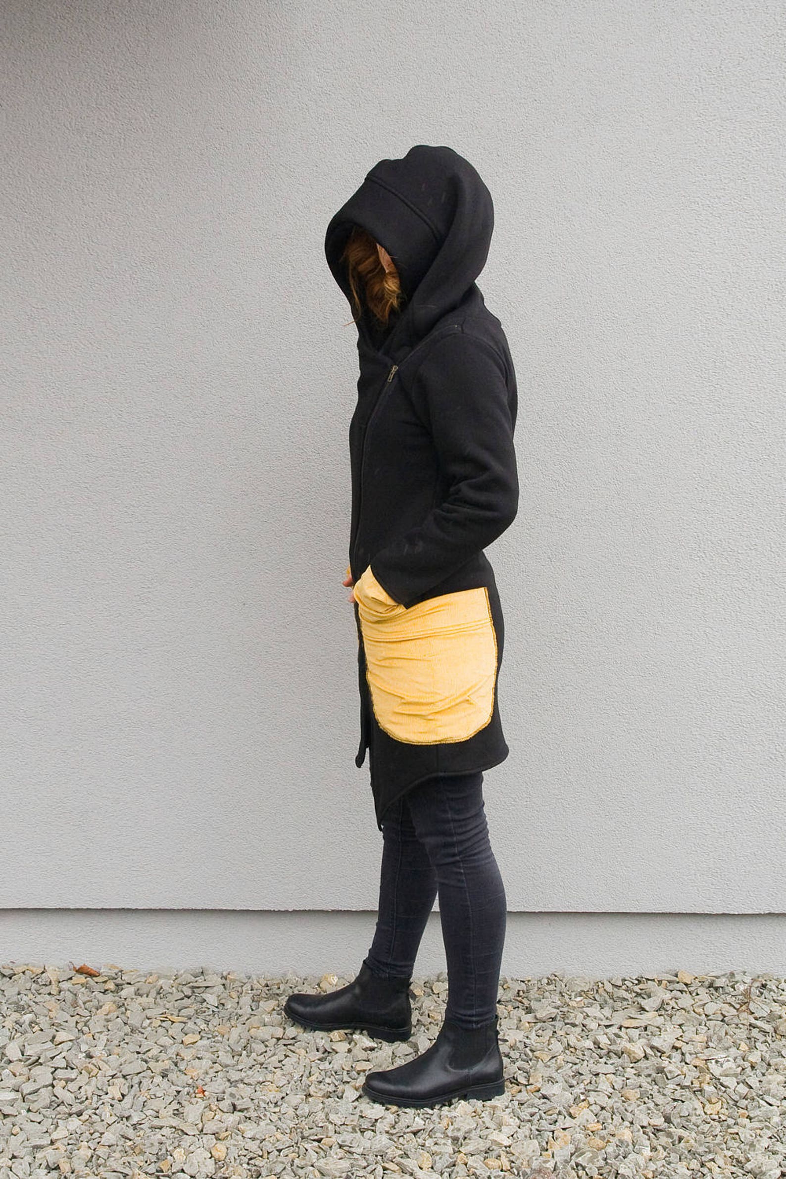 Black and Yellow Hoodie Hooded Winter Sweatshirt - Etsy
