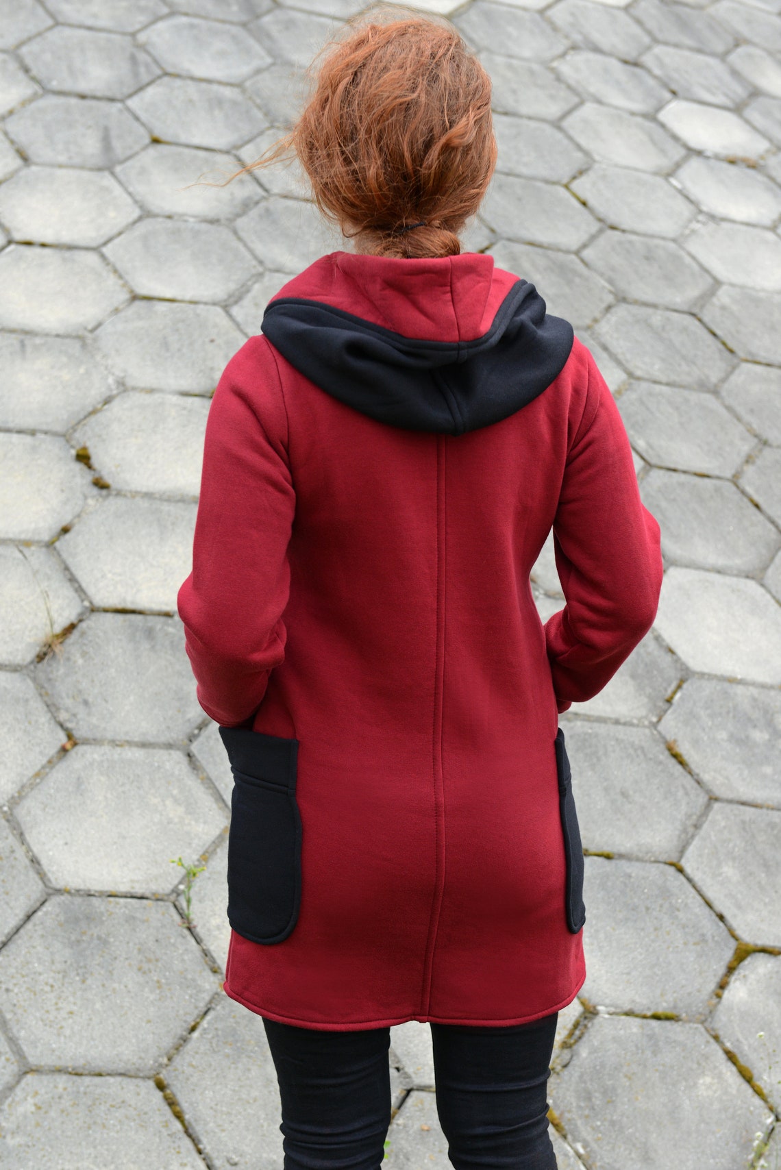 Hooded Coat Red Women Hoodie Big Hood Hoodie Plus Size Etsy