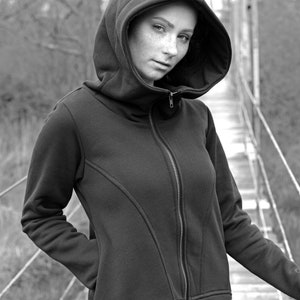 Women Hooded Hoodie, Hoodies And Sweatshirt, Plus Size Clothing, Big Hood Hoodie, Navy Women Sweatshirt, Plus Size Workout,Zip Up Sweatshirt image 6