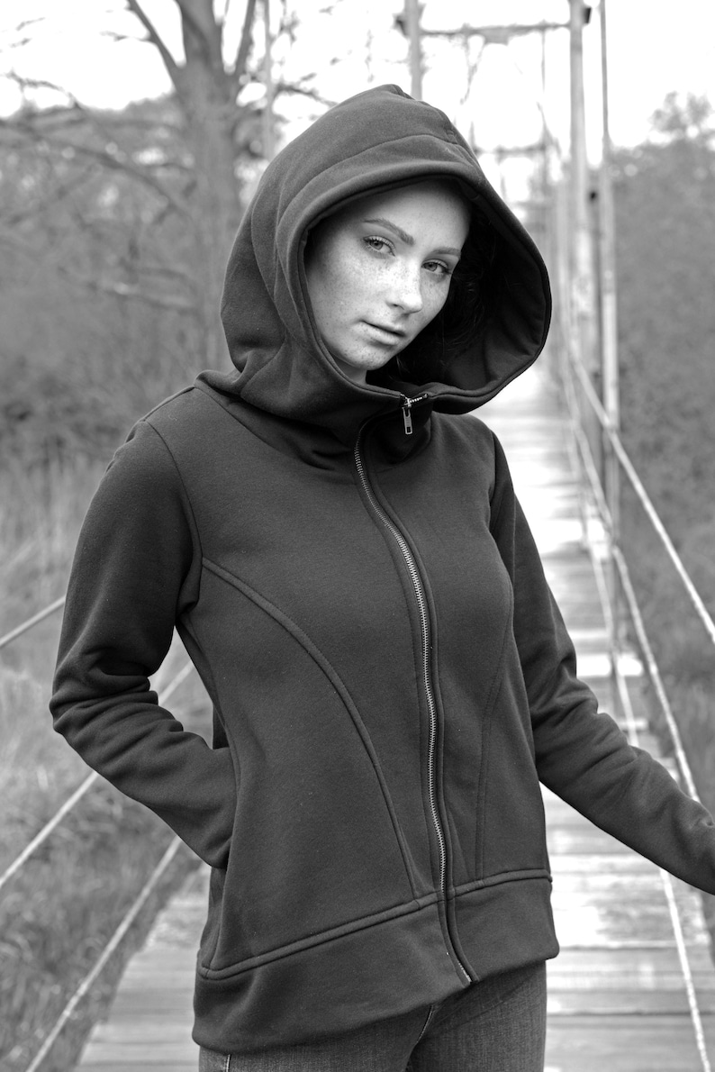 Women Hooded Hoodie, Hoodies And Sweatshirt, Plus Size Clothing, Big Hood Hoodie, Navy Women Sweatshirt, Plus Size Workout,Zip Up Sweatshirt 画像 6