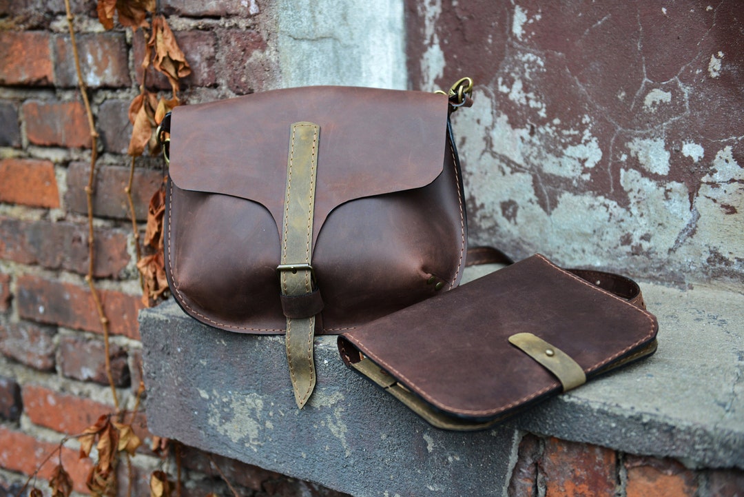 Leather Bag, Brown Boho Bag, Toiletry Bag, Genuine Leather Bag