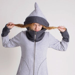 Winterjas met capuchon, lange capuchon, damesjas, grote maten kleding, katoenen jas, jas met lange mouwen, jas met ritssluiting, warme jas