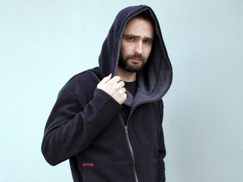 Large Hood Hoodie, Assassin Hoodie, Wizard Hoodie Men, Mens Clothing, Black Hoodie, Men Sweatshirt, Black Sweatshirt, Spring Clothing,Cotton image 1