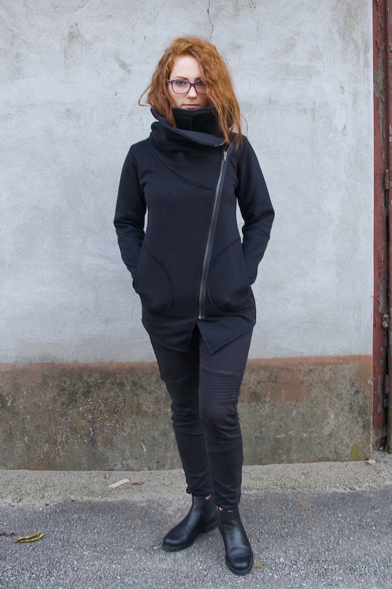 Asymmetrical hoodie with sales cowl neck