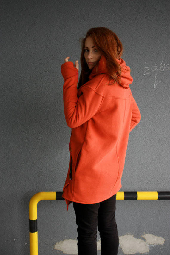 Burnt Orange Jacket, Orange Hoodie, Winter Jacket, Hooded Burnt Orange Jacket, Orange Hoodie, Winter Jacket, Hooded