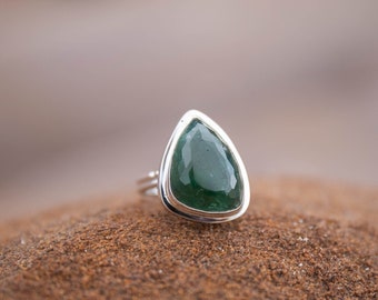 Stunning High Quality Rose Cut Dark Green Tourmaline Ring set in Sterling Silver - Size 7 US - Gemstone Jewelry - Verdelite Ring