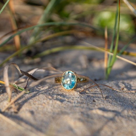 Buy Teal Fluorite Ring in Beaten Gold Plated Sterling Silver Size 10 US Online in India Etsy