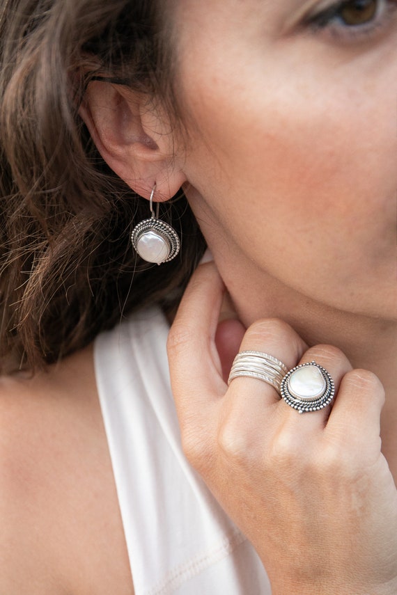 Tribal pearl sale earrings