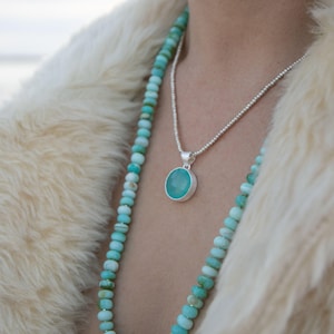 Chalcedony Pendant in Brushed Sterling Silver