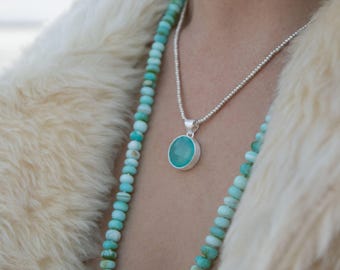 Chalcedony Pendant in Brushed Sterling Silver