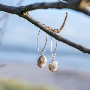 Ozean Jaspis an langen Haken Ohrringe in 92,5% Sterling Silber