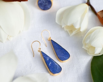 Lapis Lazuli Earrings in 24k Gold Plated Sterling Silver