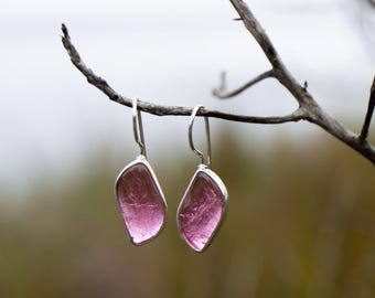 Pendientes de turmalina rosa en plata de ley 92,5 % - Pendientes de turmalina - Pendientes de turmalina de grado A - Joyería con piedras preciosas rosas