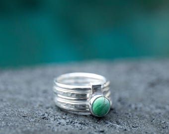 Stack Variscite Ring set in Sterling Silver - Size 6 US