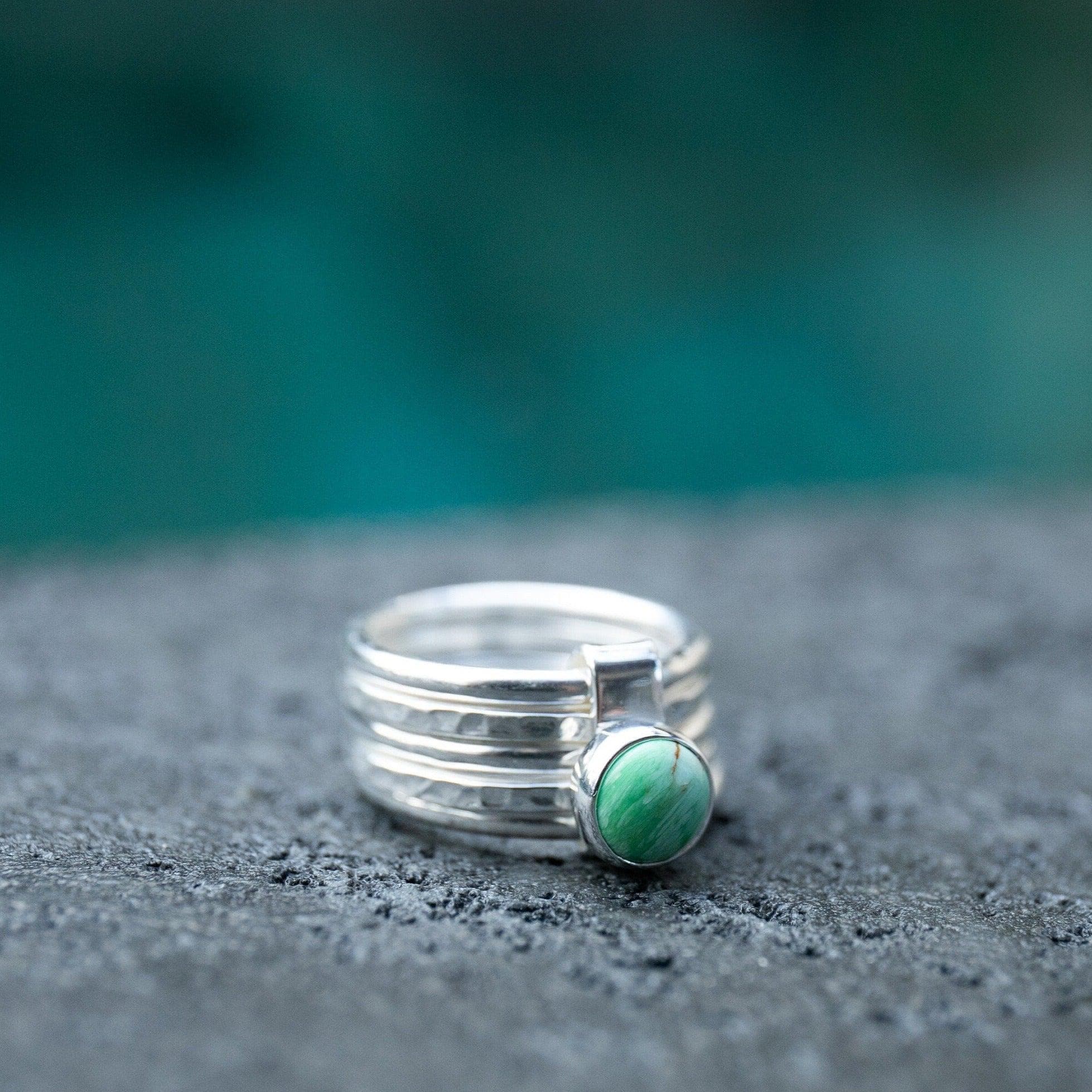 スタックバリサイトリングセット（スターリングシルバー） - サイズ6