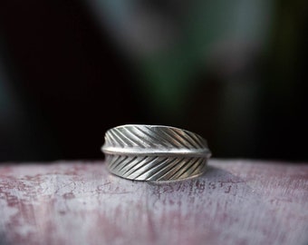 Leaf Wrap Ring in Thai Hill Tribe Silver with Adjustable Band