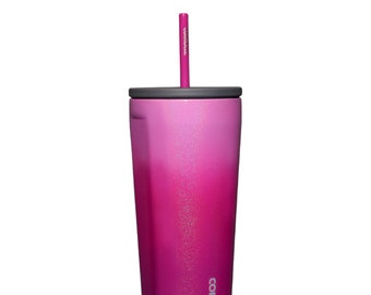 Personalized Hot Pink Ombre Unicorn Kiss 20 Ounce Sports Canteen with Lid & Ceramic Straw by Corkcicle