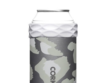 SALE * Personalized 12 oz Snow Leopard Silver Arctican Can Cooler by Corkcicle