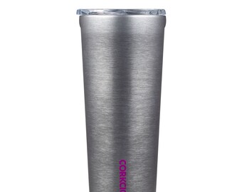 Monogrammed 16 oz Flamingo Stainless Steel Tumbler with Slide Lock Lid by Corkcicle Personalized Cup Bride Bridesmaid Teacher Gift