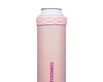 SALE * Personalized Cotton Candy Pink Glitter Slim Arctican Can Cooler by Corkcicle