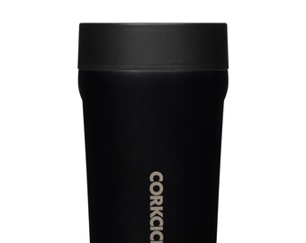 SALE * Personalized 9 oz Matte Black Commuter Cup Insulated Travel Coffee Mug with Spill-Proof 360 Sip Lid by Corkcicle