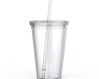 DIY 16 oz Blank Maars Brand Clear Acrylic Tumbler with Screw on Lid and  Straw