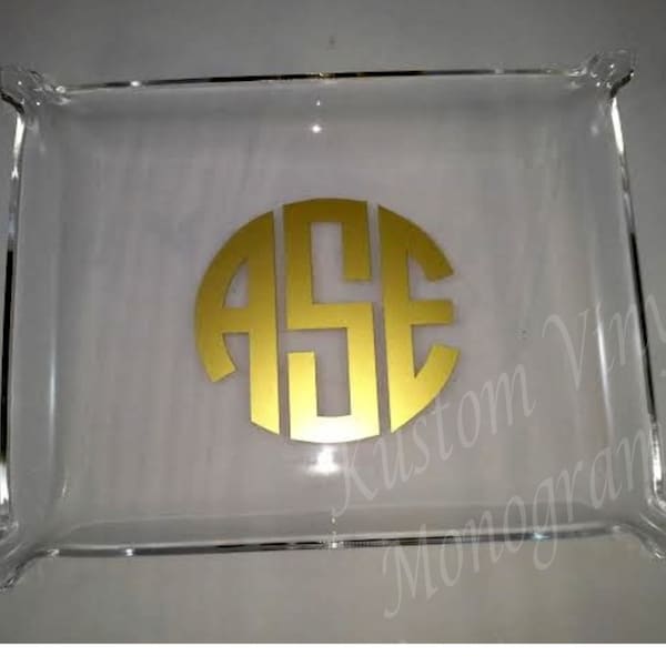 Monogrammed Large Clear Elegant Acrylic Tray