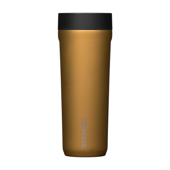 Personalized 17 Oz Ceramic Gold Commuter Cup Insulated Travel Coffee Mug  With Spill-proof 360 Sip Lid by Corkcicle 