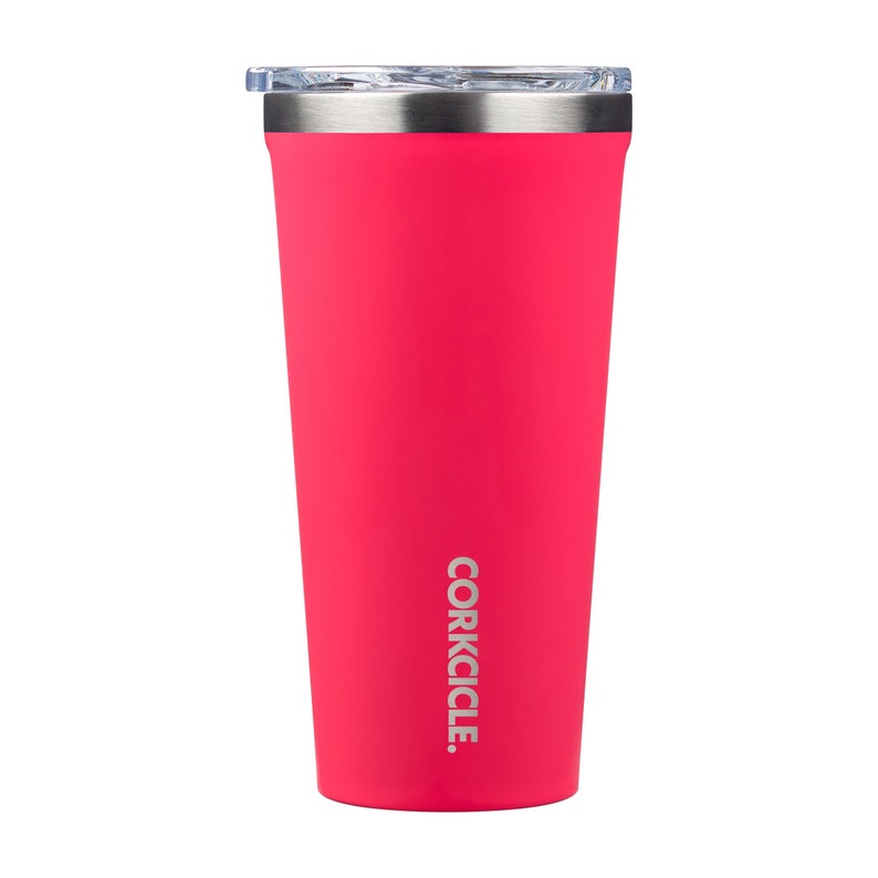 Monogrammed 16 oz Flamingo Stainless Steel Tumbler with Slide Lock Lid by Corkcicle Personalized Cup Bride Bridesmaid Teacher Gift