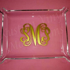 Monogrammed Medium Clear Elegant Acrylic Tray