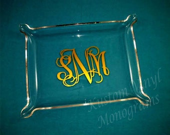 Monogrammed Small Clear Elegant Acrylic Tray