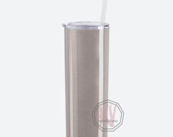 SALE * Blank Silver 20 oz Maars Skinny Steel Tumbler with Lid and Straw