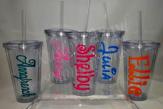 Custom 16 oz Double Wall Acrylic Tumblers with Lid & Straw - Full